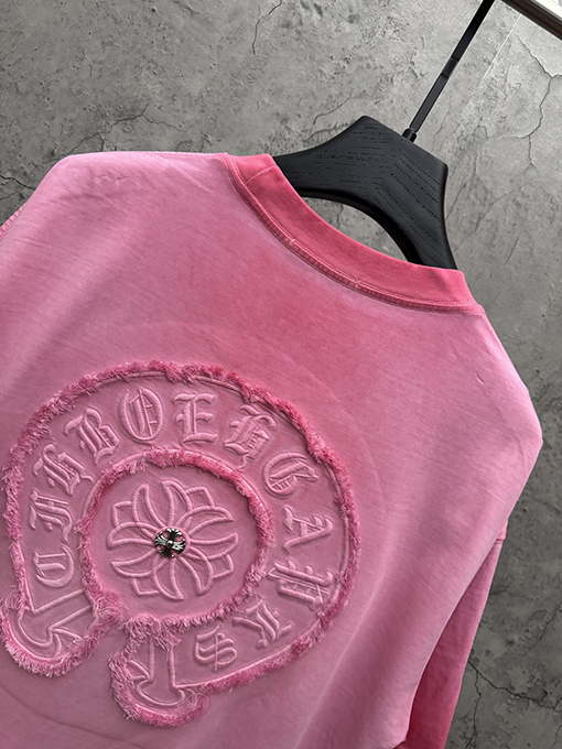 クロムハーツコピー アメリカンスタイルのウォッシュ刺繍入りカップル半袖Tシャツ