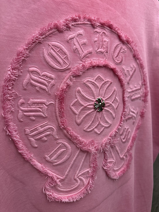 クロムハーツコピー アメリカンスタイルのウォッシュ刺繍入りカップル半袖Tシャツ