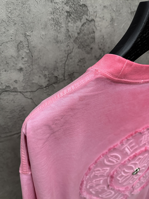 クロムハーツコピー アメリカンスタイルのウォッシュ刺繍入りカップル半袖Tシャツ