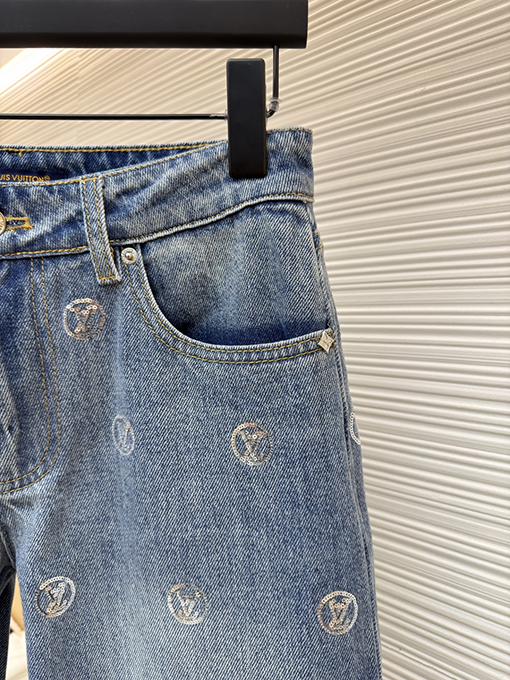 ルイヴィトン 文字レディーススパンコールジャカードハイウエストフレアジーンズ