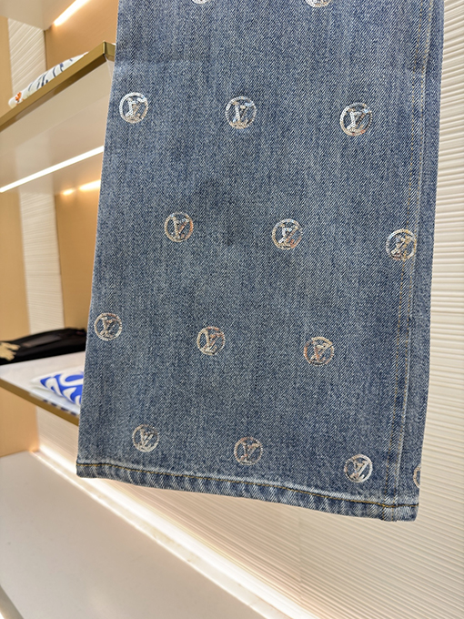 ルイヴィトン 文字レディーススパンコールジャカードハイウエストフレアジーンズ