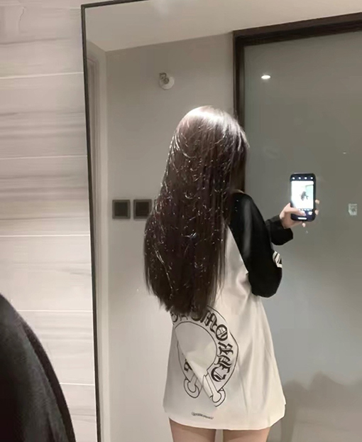 クロムハーツスーパーコピー クラシックの黒と白のパッチワーク長袖シャツ