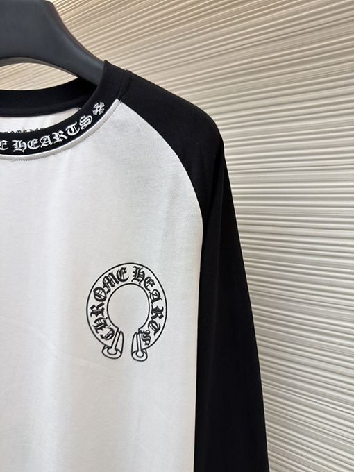 クロムハーツスーパーコピー クラシックの黒と白のパッチワーク長袖シャツ