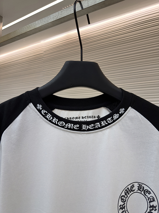 クロムハーツスーパーコピー クラシックの黒と白のパッチワーク長袖シャツ