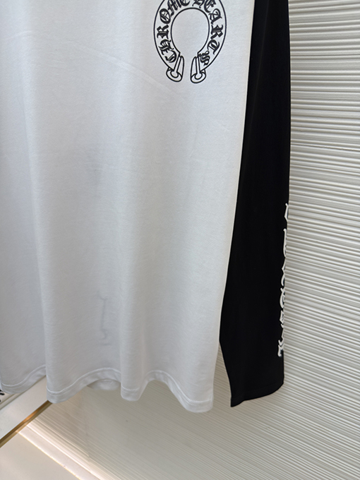 クロムハーツスーパーコピー クラシックの黒と白のパッチワーク長袖シャツ