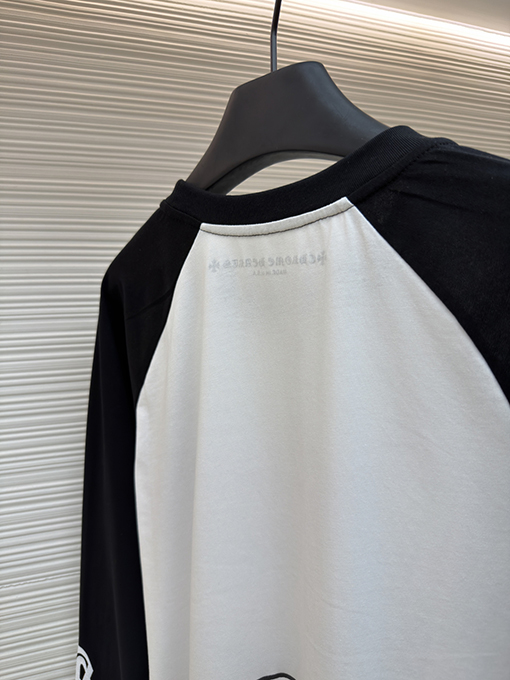 クロムハーツスーパーコピー クラシックの黒と白のパッチワーク長袖シャツ