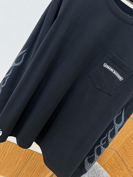 クロムハーツ 炎のサンスクリットプリント長袖シャツ