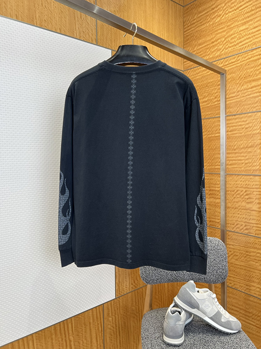 クロムハーツ 炎のサンスクリットプリント長袖シャツ