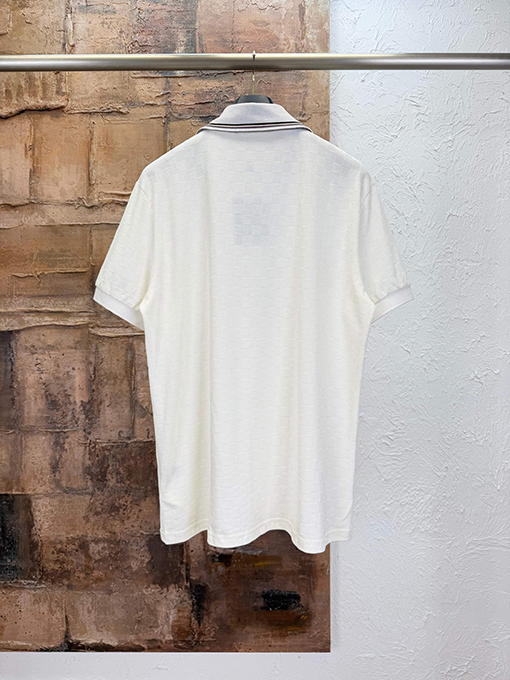 ルイヴィトン 刺繍ロゴ入りチェッカーボードの半袖ポロシャツ