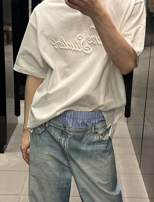 アクネストゥディオズコピー Acne Studios 刺繍入り半袖Tシャツ