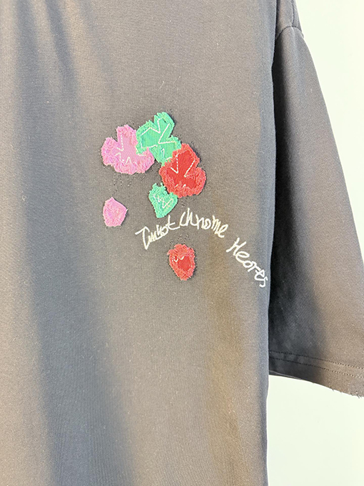 クロムハーツコピー 新モデルアシッドウォッシュダメージレーザーアップリケ刺繍をした半袖Tシャツ