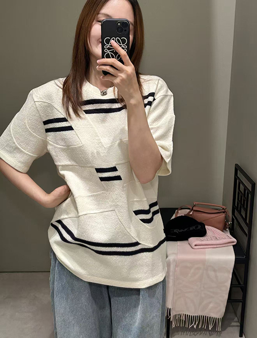 ロエベスーパーコピー ウール刺繍入り半袖Tシャツ