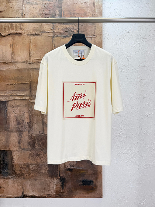 アミ フロッキープリント半袖Tシャツ