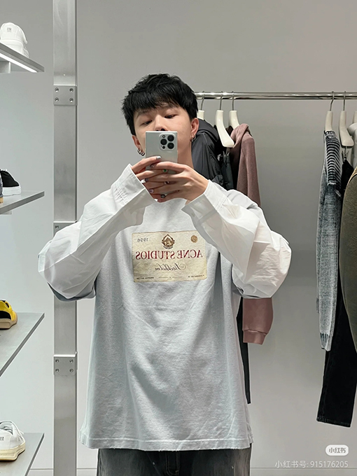 アクネストゥディオズ Acne Studios コインと文字のフェイクツーピース長袖シャツ