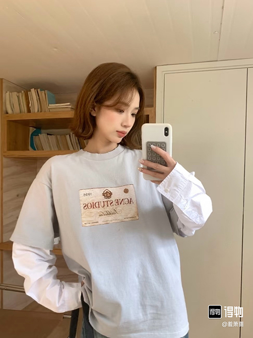 アクネストゥディオズ Acne Studios コインと文字のフェイクツーピース長袖シャツ