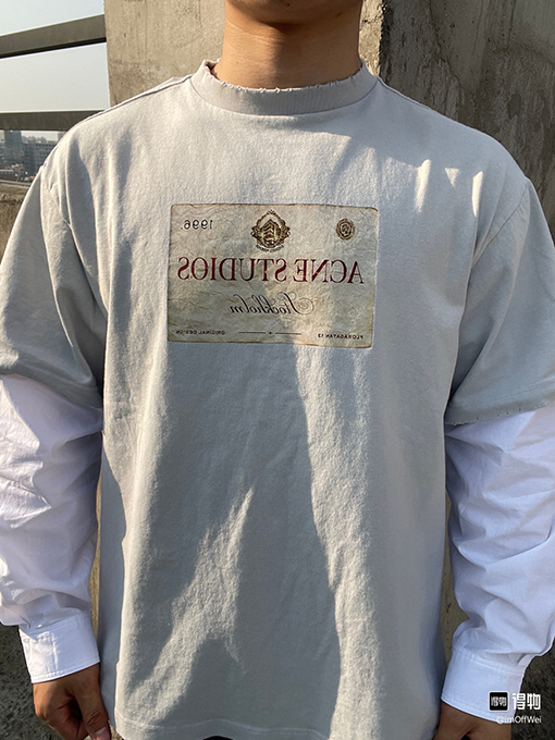 アクネストゥディオズ Acne Studios コインと文字のフェイクツーピース長袖シャツ