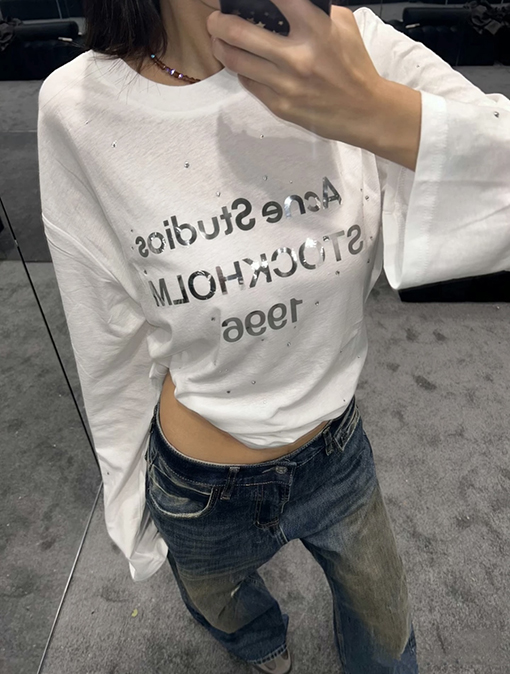 アクネストゥディオズコピー Acne Studios レーザーラインストーン付き長袖シャツ