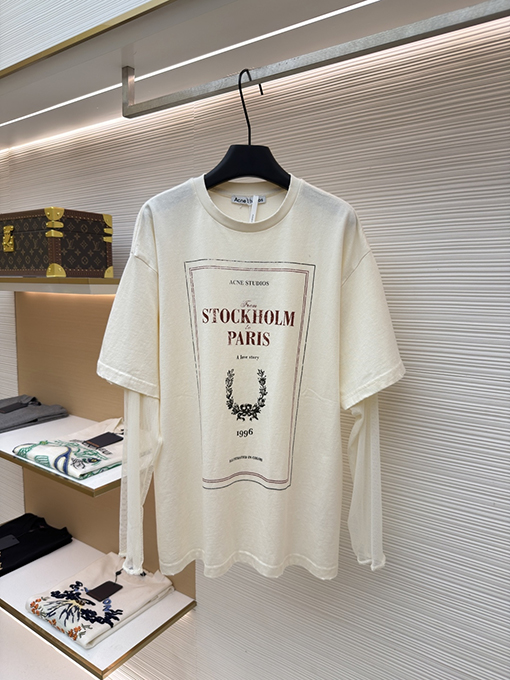 アクネストゥディオズスーパーコピー Acne Studios 1996 レースのディテールとレターパターンがあしらわれた、ツーピース長袖シャツ