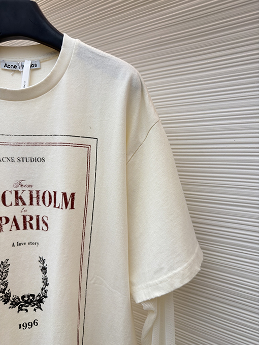 アクネストゥディオズスーパーコピー Acne Studios 1996 レースのディテールとレターパターンがあしらわれた、ツーピース長袖シャツ