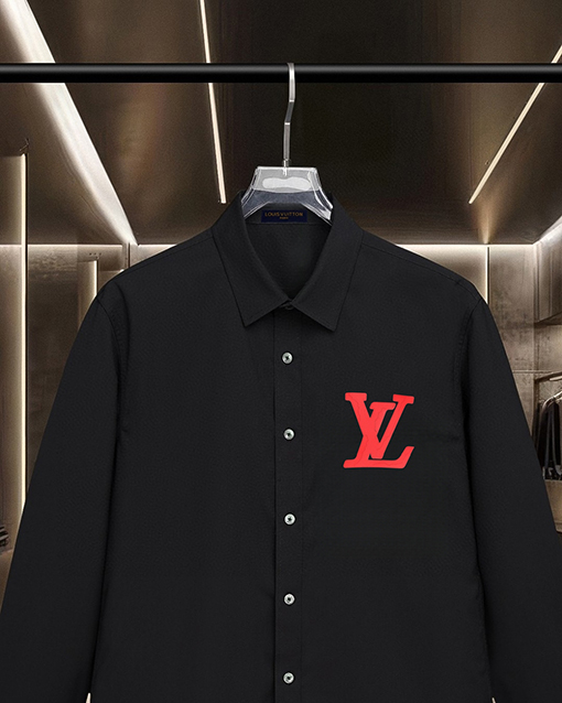 ルイヴィトンコピー LV ひび割れたエンボスのモノグラム厚ロゴ長袖シャツ