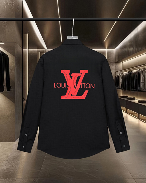 ルイヴィトンコピー LV ひび割れたエンボスのモノグラム厚ロゴ長袖シャツ