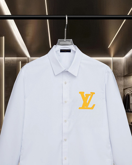 ルイヴィトンコピー LV ひび割れたエンボスのモノグラム厚ロゴ長袖シャツ