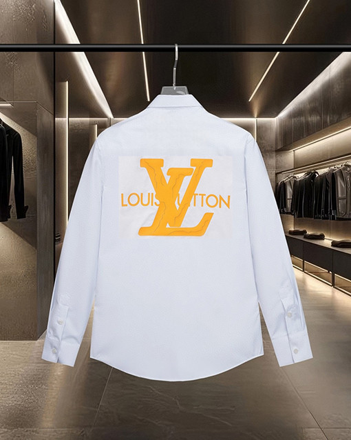 ルイヴィトンコピー LV ひび割れたエンボスのモノグラム厚ロゴ長袖シャツ