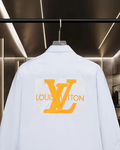 ルイヴィトンコピー LV ひび割れたエンボスのモノグラム厚ロゴ長袖シャツ