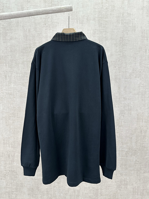 バレンシアガ Balenciaga 無地のチェック柄襟長袖ポロシャツ