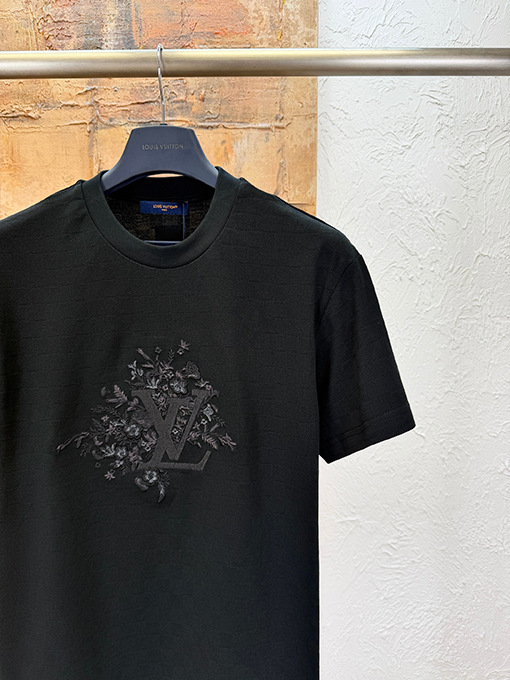 ルイヴィトンコピー 刺繍ジャカード半袖Tシャツ