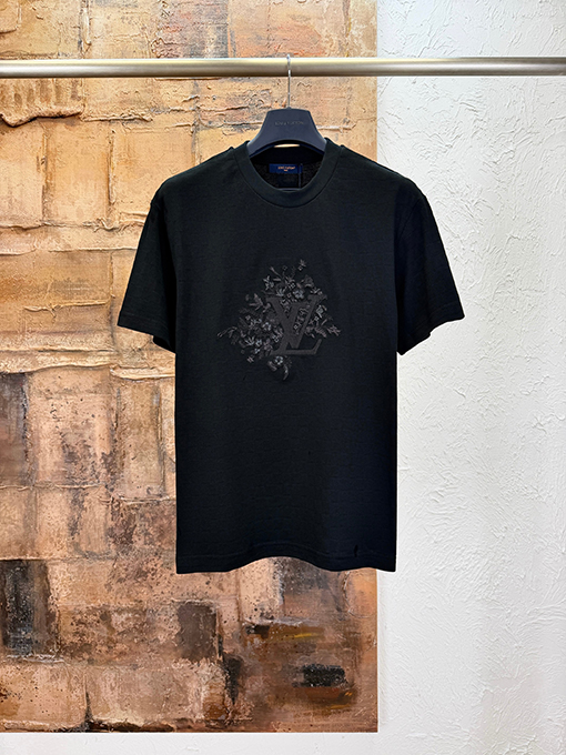 ルイヴィトンコピー 刺繍ジャカード半袖Tシャツ
