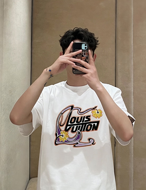ルイヴィトン フロッキープリント半袖Tシャツ