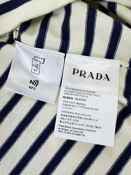 プラダスーパーコピー PRADA ストライプ柄ニット半袖Tシャツ