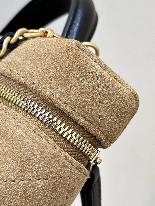 シャネル レディーススエードとレザーのパッチワークボックスバッグ