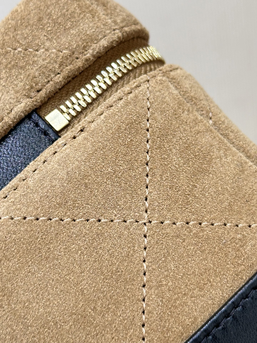 シャネル レディーススエードとレザーのパッチワークボックスバッグ