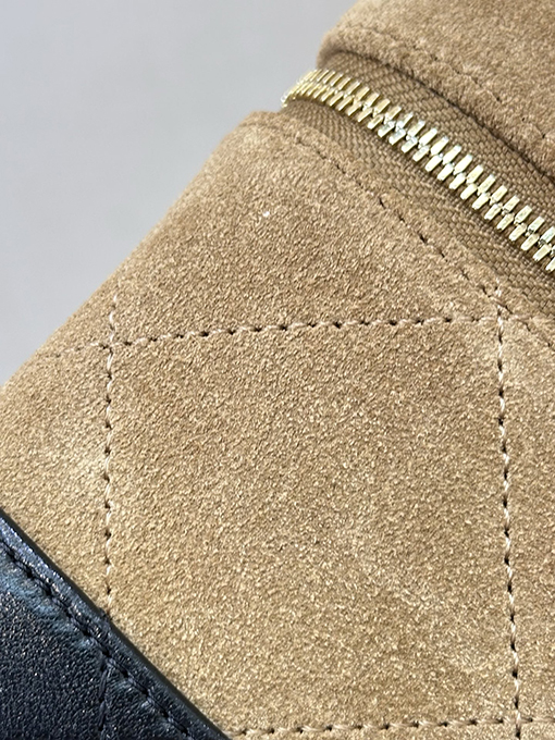 シャネル レディーススエードとレザーのパッチワークボックスバッグ