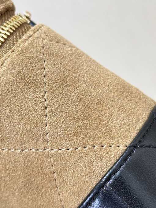 シャネル レディーススエードとレザーのパッチワークボックスバッグ