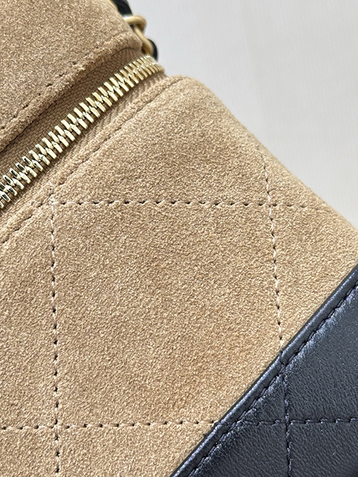 シャネル レディーススエードとレザーのパッチワークボックスバッグ