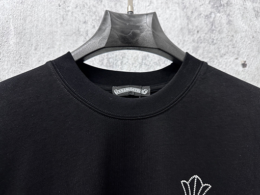 クロムハーツスーパーコピー ラインストーン付きクルーネック半袖Tシャツ