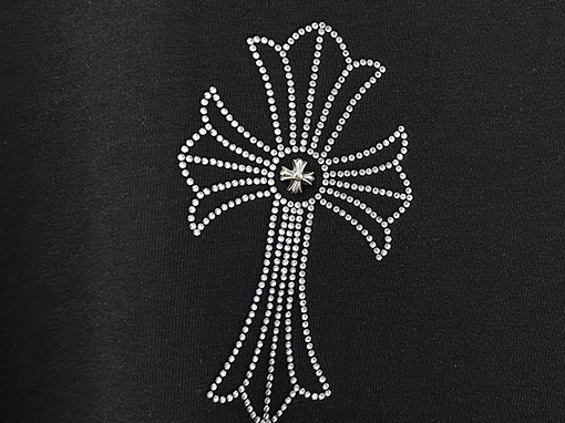 クロムハーツスーパーコピー ラインストーン付きクルーネック半袖Tシャツ