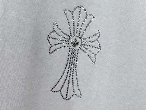 クロムハーツスーパーコピー ラインストーン付きクルーネック半袖Tシャツ