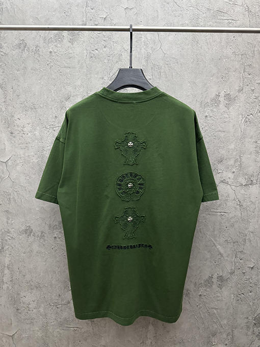 クロムハーツ アメリカンスタイルのアップリケ刺繍りカップル半袖Tシャツ