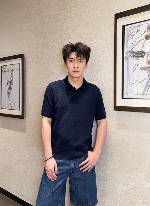 フェンディコピー くり抜きジャカードニットの半袖ポロシャツ