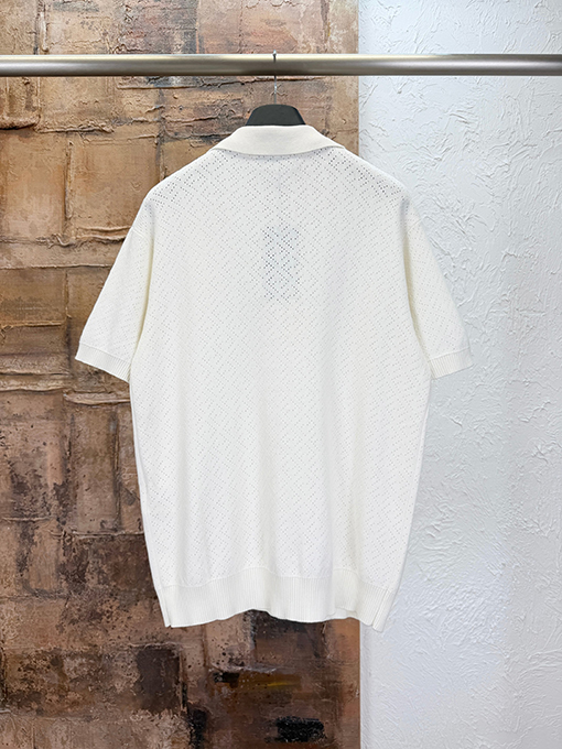 フェンディコピー くり抜きジャカードニットの半袖ポロシャツ