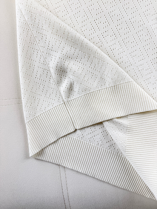 フェンディコピー くり抜きジャカードニットの半袖ポロシャツ