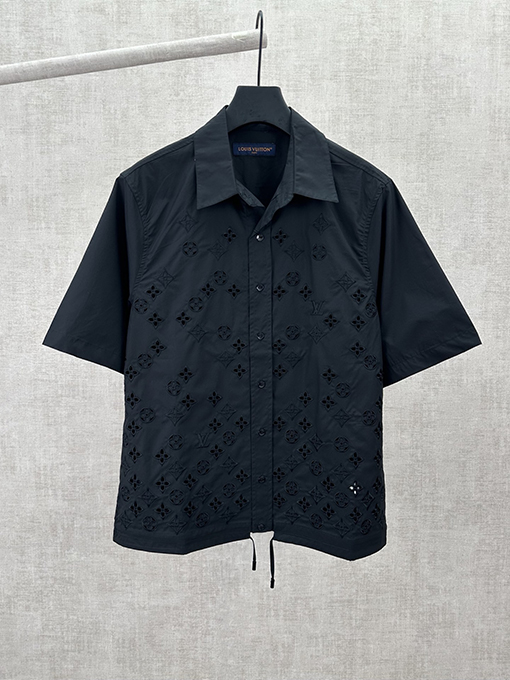 ルイヴィトンコピー 新作の透かし彫り刺繍り半袖シャツ