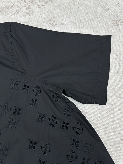 ルイヴィトンコピー 新作の透かし彫り刺繍り半袖シャツ