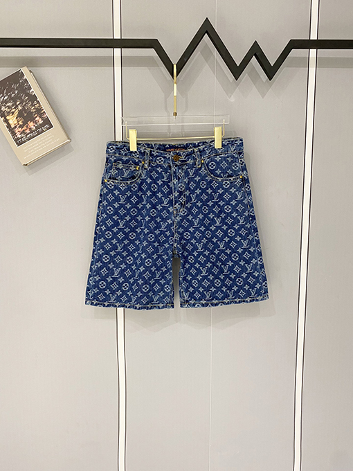 ルイヴィトン ダークカラーのモノグラムジャカードデニムショートパンツ