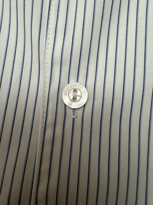 グッチスーパーコピー 新作コットンストライプバッジ刺繍り半袖シャツ
