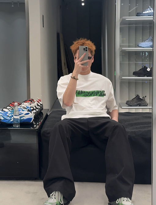 バレンシアガブランドコピー スプリンググリーンテープ 半袖Tシャツ